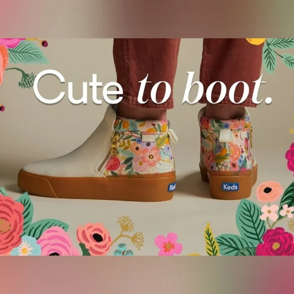 Keds x Rifle Paper Cooper Garden Party Sneaker in Tan - Size 6 - Picture 1 of 12